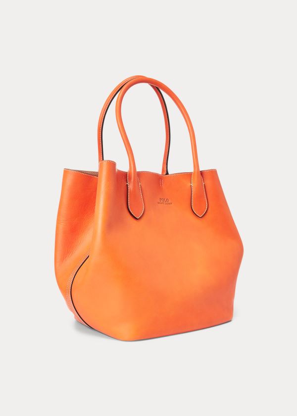 Women's Polo Ralph Lauren Leather Large Bellport Tote Bags | 143897SEO